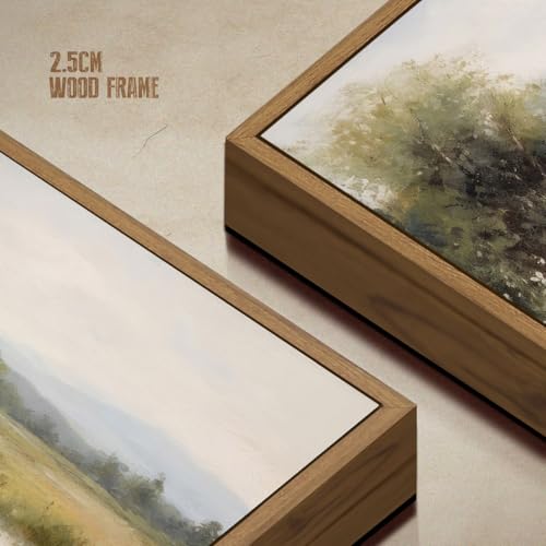 Vintage Landscape Wall Art Spring Wildflower Field Pictures Wall Decor Rustic River Pond Painting Prints Nature Wilderness Scenery Poster Framed for Bedroom Bathroom Home Kitchen Decoration 12x16 Inch - color: Rustic Pond River, size: 16"L x 12"W