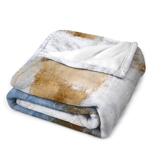 Abstract Gradient Blanket, Modern Fashion Art Blue Brown Painting Strokes Pattern Soft Warm Cozy Plush Flannel Covers for Livingroom Bedroom Couch Chair Camping Travel Home Decor Tapestry 30x40in - color: Abstract-18, size: 30W" x 40L"