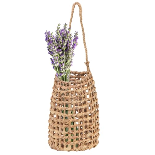 Hiceeden Woven Front Door Basket, Water Hyacinth Hanging Wall Flower Basket, Wall Decor Boho Decoration Veggies Storage Basket for Home, Pantry, Garden, Farmhouse - style: Bohemian