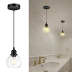 Pendant Lights Kitchen Island, Black Pendant Light with Glass Lampshade, 71 Inch Adjustable Hanging Lamp for Kitchen Living Room, Modern Farmhouse Industrial Ceiling Lighting Fixture(E26 Base,No Bulb) - size: 1Light - D 5.91 IN