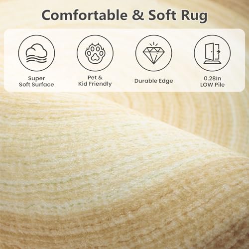 Asrug Imitation Jute Low Pile Round Rug Area Rug Washable Non-Slip Circle Rug Soft Plush Touch Circle Rugs Round for Kitchen Bathroom Living Bedroom Nursery, Carpet 2ft /24 inch/61 cm Brown/Beige - color: Brownbeige, size: 2ft