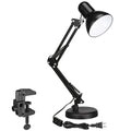 TORCHSTAR Metal Desk Lamp with Clamp, Swing Arm, Architect Adjustable Gooseneck Table Lamp, Clip Desk Lights for Home Office, Work, Study, Reading, E26 Base, Multi-Joint, Black - color: Black