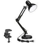 TORCHSTAR Metal Desk Lamp with Clamp, Swing Arm, Architect Adjustable Gooseneck Table Lamp, Clip Desk Lights for Home Office, Work, Study, Reading, E26 Base, Multi-Joint, Black - color: Black