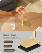 EDISHINE Curved LED Table Lamp, Modern Bedside Lamp with 3 Color Temperature & Stepless Dimming, Aluminum & Iron, Nightstand Lamp for Bedroom, Living Room, Gold - color: Gold