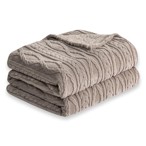 COOVA Taupe Fleece Twin Blanket for Bed - Super Soft Cozy Plush Fuzzy Blanket for Sofa,Premium Sherpa Warm Throw for Women,Couch,Chair,60x80 Inches - color: Taupe, size: 60“x80”
