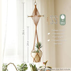 Wooden Dowel & Diamond Macrame Plant Hangers 2 Pack 39 Inch, Handwoven Cotton Rope Plant Holder with S Hooks, Boho Home Decor for Indoor Plants for up to 10in Pot (Caramel Wood Hanger)