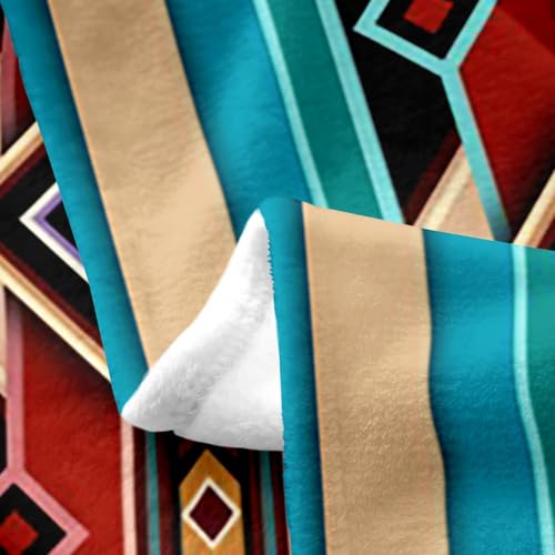 Aztec Flannel Fleece Blanket, Ethnic Tribal Arrow Throw Blanket, Retro Southwestern Native Bohemian Fuzzy Blanket 40"X50", Western Star Geometric Sherpa Blanket Home Dorm Decor, Teal Blue Brown - color: Multi 07, size: 40*50