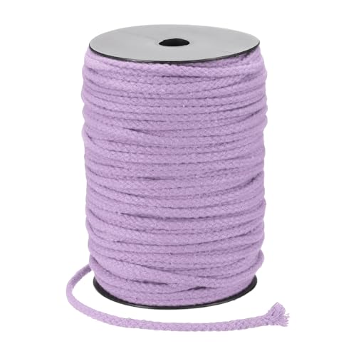 MECCANIXITY Macrame Cord 5mm x 295 ft Handmade Natural Cotton Rope, 8 Strand Twisted Braided Rope Cord for Plant Hanger Wall Hanging Dream Catcher Crafts Home Decoration, Light Purple - color: Light Purple