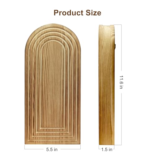 Arched Wooden Wall-Mounted Vases, Rustic Farmhouse Wood Wall Decor for Dried Flowers, Modern Boho Hanging Wall Planter, 2 Pack