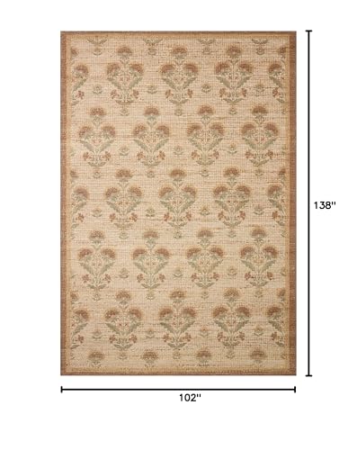 Loloi Chris Loves Julia Rue Collection RUE-01 Wheat/Sage 8'-6" x 11'-6" Area Rug Jute Neutral Floral Living Room Bedroom Rug - color: Wheat / Sage, size: 8'6" x 11'6" (Rectangular)