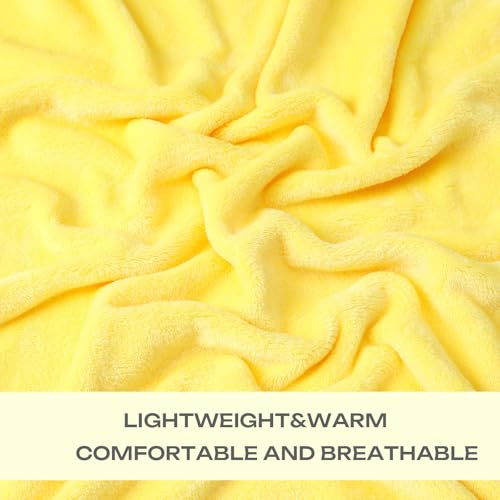 JIAHANNHA Yellow Throw Blanket Fleece Blanket 50"x60",Super Soft Cozy Plush Throw Blanket for Couch Sofa Bed,Warm and Lightweight Bed Blankets for Adults - color: Yellow, size: Throw(50"×60")