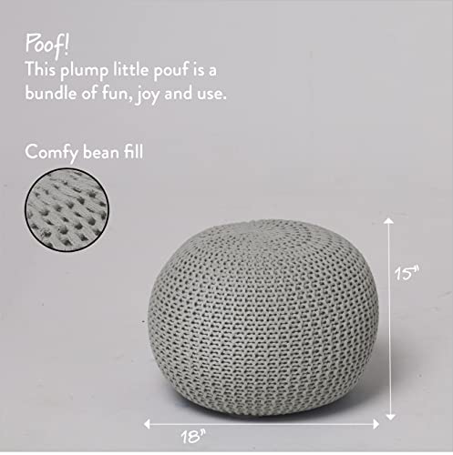 Urban Lifestyle Round Knit Pouf, Light Grey - color: Light Grey