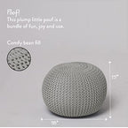 Urban Lifestyle Round Knit Pouf, Light Grey - color: Light Grey