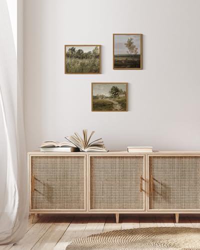 InSimSea Framed Canvas Wall Art Vintage Decor, Small Canvas Wall Art, Living Room Desk Decor, Vintage Farmhouse Wall Decor for Bedroom Living Room, Ready to Hang Wall Artwork, 8"x10" - color: Grassland, size: 10"L x 8"W