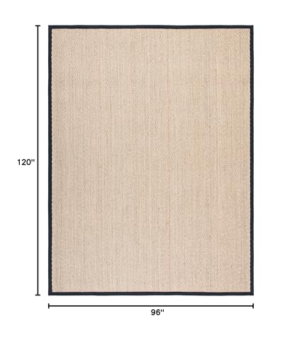 SAFAVIEH Area Rug 8x10 - Natural Fiber Collection - Large - Natural & Black, Seagrass, Herringbone Pattern (NF115C) - color: Natural/Black, size: 8' x 10' (Rectangular)
