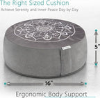 Hihealer Meditation Cushion, Traditional Tibetan Meditation Pillow Velvet Cover - Large Floor Cushion Seating for Adults - Yoga Buckwheat Bolster for Women、Moms - color: Calmly Grey & White