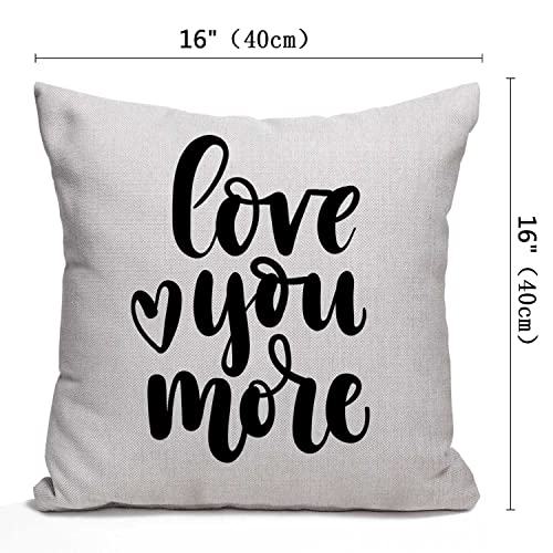 Nphuriy Love You More Decorative Throw Pillow Covers 16x16 Inches Cotton Linen Cushion Cover for Home Couch Sofa Bench Decor - color: Multi 43