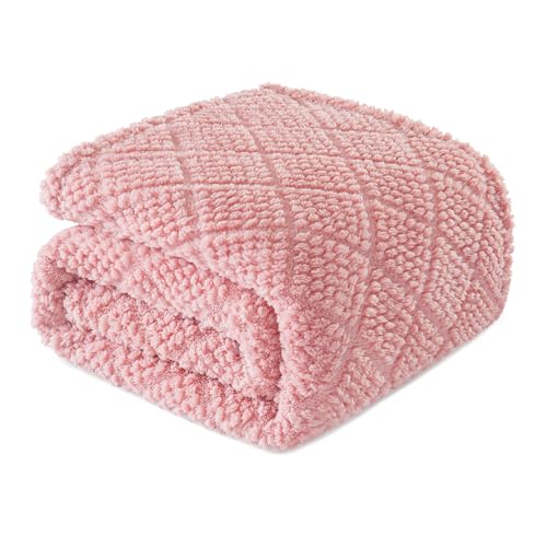 Whale Flotilla Fuzzy Fleece Throw Blanket for Couch, Bed, Soft Fluffy Jacquard Waffle Blankets for All Season, Lightweight and Cozy, 50x60 Inch, Pink - color: Pink, size: Throw(50x60 Inch)