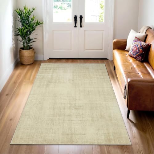 Joydeco 3x5 Area Rugs for Living Room Classic, Beige | Non Slip Machine Washable Neutral Low Pile for Bedroom Dining Room Home Office Pet & Child Friendly - color: Beige, size: 3' x 5' (Rectangular)