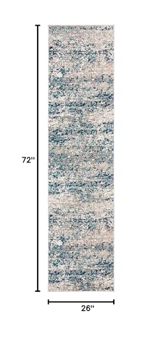 SAFAVIEH Madison Collection Runner Rug - 2'2" x 6', Grey & Blue, Modern Abstract Design, Non-Shedding & Easy Care, Ideal for High Traffic Areas in Living Room, Bedroom (MAD460K) - color: Grey/Blue, size: 2'2" x 6' (Runner)