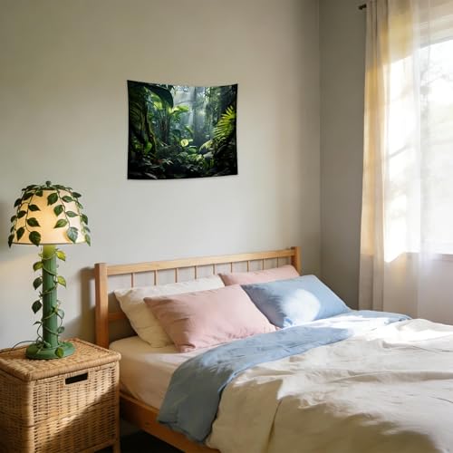 QGHOT Jungle Tapestry Wall Hanging Tropical Rainforest Backdrop Green Palm Leaves Tapestry Extra Large Forest Wall Art for Bedroom Living Room Office Decor 31.5" L x 39.4" W - size: 31.5"L x 39.4"W