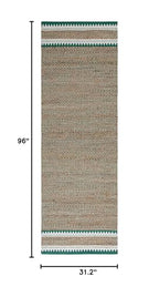 SAFAVIEH Natural Fiber Collection Runner Rug - 2'6" x 8', Natural & Green, Handmade Farmhouse Boho Coastal Rustic Jute, Ideal for High Traffic Areas in Living Room, Bedroom (NF874Y) - color: Natural/Green, size: 2'6" x 8' (Runner)