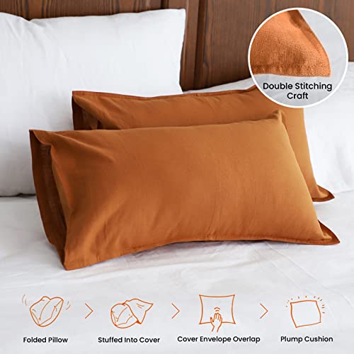 Simple&Opulence Linen Lumbar Pillow Covers 12x20 Inch Set of 2 Flax Cotton Blend Rectangular Decorative Throw Cushion Cover for Couch Sofa Bedroom Office Soft Breathable Farmhouse - Rust - color: Rust, size: 12"x20"