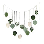 M MANUAL Macrame Leaves Wall Hanging 47.3x29.5Inch Large Chic Feather Boho Macrame Wall Decor Leaf Hanging Photo Display Handmade Woven Wall Art 16pcs Leaf Tapestry - Green - size: Green - 47.3*29.5in