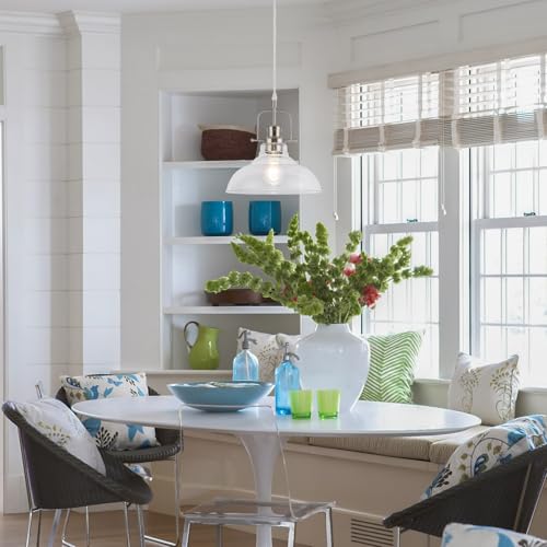 WILON Brushed Nickel Glass Pendant Lights Kitchen Island Lighting, Modern Hanging Lamp for Sink Dining Room Over Table Hallway Entryway Bar Foyer Bathroom - color: Brushed Nickel