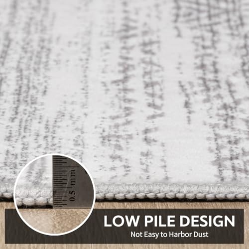 Small Area Rug-2x3 Entryway Rug Non Slip Washable Low Pile Indoor Door Mat Neutral Distressed Boho Moroccan Entrance Rugs Carpet for Bedroom Kitchen Powder Room Front Porch Bathroom, Grey - color: Grey, size: 2' x 3' (Rectangular)