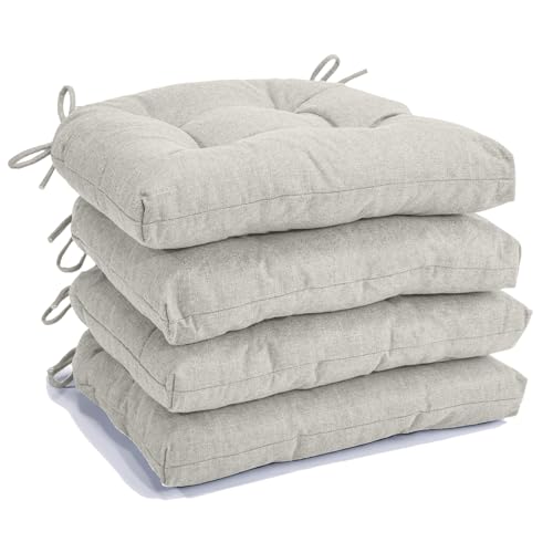 Chair Cushions for Dining Chairs Set of 4, Non Slip Indoor Kitchen Chair Cushions with Ties, Tufted Memory Foam Seat Chair Pads, 17" x 16" x 3", Cream - color: Cream, size: Pack of 4