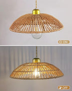 Boho Rattan Pendant Light, 12 Inch Hand Woven Rustic Chandelier, Farmhouse Hanging Ceiling Light Lamp Wicker Chandelier for Dining Room Kitchen Island Living Room - color: 11.81″-Semicircle