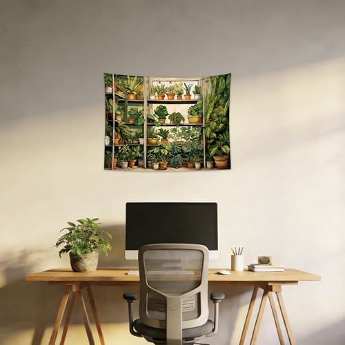 QGHOT Plant Tapestry Green Botanical Tapestry Wall Hanging Vintage Potted Tapestries for Bedroom Living Room Decor 31.5" L x 39.4" W - color: Z-Green, size: 31.5"L x 39.4"W