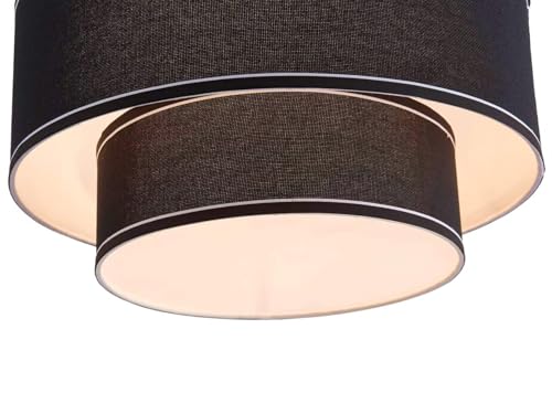 Shrine Lighting Double Drum Chandeliers, Farmhouse Style, Perfect Drum Pendant Light for Dining Room, D20'' x H10'', Adjustable Chains 55'', E12*4 Sockets, Black Linen Fabric Lampshade & Gold Rod - color: Black&Double D20''