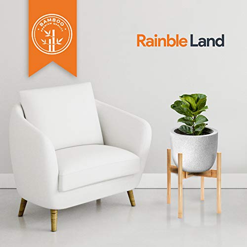 RAINBLELAND Indoor Plant Stand, Adjustable Wooden Tall Plant Stand, Indoor Planter Holder, Mid Century Modern Planter Outdoor Bamboo Holder, Fits 8 9 10 11 12 in Wide Basket, Expandable Pedestal Only - color: Bamboo