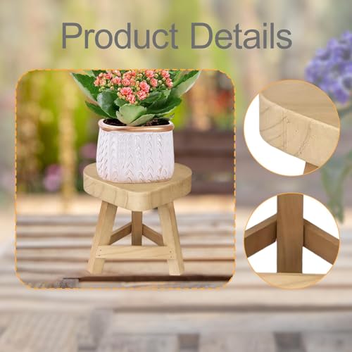 Wooden Plant Stand Potted Rack Rustic Small Decorative Display Stand Plant Stool for Balcony Table Bedroom Garden Home Decor , Heart - color: Heart