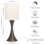 3 Way Touch Control Table Lamp, Modern Bedside Lamp Dimmable Nightstand Lamp with Beige Shade and Dark Brown Base, Small Desk Lamp for Living Room, Dorm, Home Office, 9W LED Bulb Included - color: Brown Base with Beige Shade