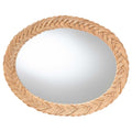 Bali & pari Nara Natural Rattan Wall Mirror – Handwoven Braided Wicker Frame, Coastal Boho Wall Decor for Entryway, Bedroom, or Living Room, Oval