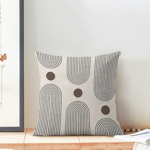 Boho Mid Century Pillow Covers 18x18 Inch Set of 2, Abstract Simple Brown Sun Arch Decorative Throw Pillowcase Boho Modern Outdoor Farmhouse Cushion Cover for Sofa Couch Bed Living Room Decor - color: Boho8, size: 18" x 18" (Pack of 2)