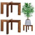 2 Pack Wood Plant Stand, Indoor Outdoor Sturdy Brown Flower Pot Holder Modern Plant Shelf Rattan Flower Plants Stool Elegant Home Decor for 5-18 Inch Pots Patio Variety Pots Easy Assembly