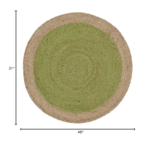 SAFAVIEH Natural Fiber Collection Area Rug - 2'6" x 4' Oval, Green & Natural Brown, Handmade Jute, Braided Border Design (NF801G) - color: Green/Natural, size: 2'6" x 4' (Oval)