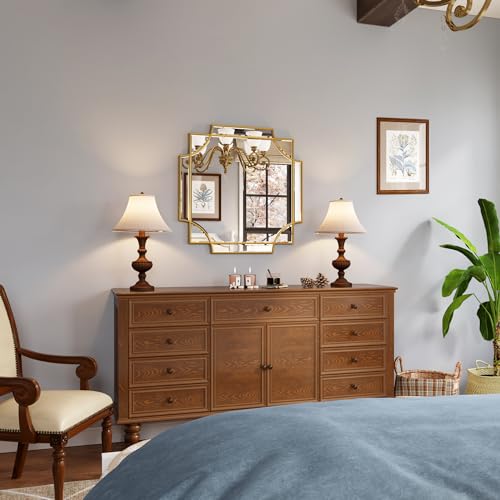 Kelly Miller Gold Framed Mirror for Wall, 26"x26" Gold Square Vanity Mirror Decorative Mirror Beveled Wall Decor for Bathroom Powder Room Living Room Bedroom Bedside Table Entryway Hallway - size: 26"L x 26"W