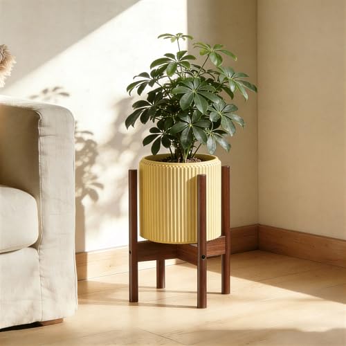 ALIGADO 2 Pack Bamboo Plant Stands Indoor, for Up to 10 Inch Pots, Built to Fit Corners, Sturdy & Stable Design, Walnut Finish