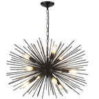 24in Black Sputnik Chandelier Light Fixture Over Table Modern 9-Lights Starburst Chandelier Solid Metal Satellite Sputnik Light Fixture for Dining Room, Kitchen Island, Bedroom,Foyer,Entryway - color: Black 24" 9-Light