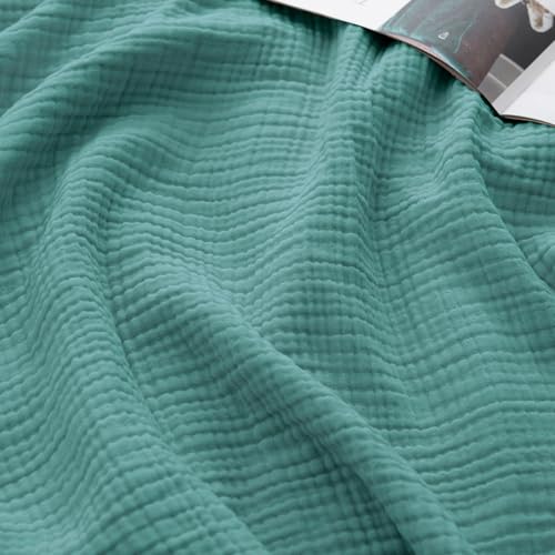 David's Home 100% Natural Cotton Muslin Blanket Queen Size, 4-Layer Soft Breathable Lightweight Comfy Cozy Throw Guaze for Hot Sleepers, 3D Bubble Room Decor for Bed Couch, Giftable, Teal, 90"x90" - color: Teal, size: Queen(90x90")
