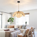 20 Inch Boho Flower Chandeliers for Dining Room Farmhouse Rattan Pendant Lights Girl Chandelier Hand Woven Bedroom Light Fixture Hanging Lamp for Kitchen Island - size: 20 Inch Ceiling