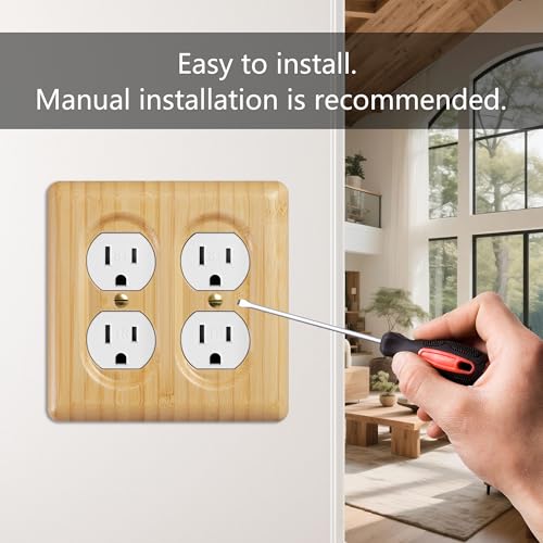 Bamboo Electrical Outlet Covers Duplex Receptacle Natural Wood Wall Plate Cover - color: Bamboo, size: Duplex Receptacle