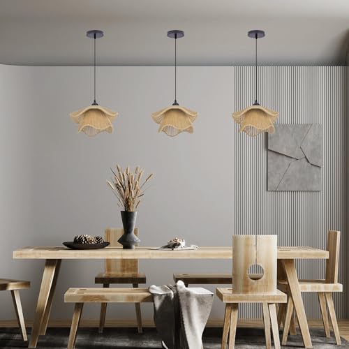 Arturesthome Mini Boho Pendant Light,Woven Twine Chandelier Coastal Hanging Lighting,Adjustable Height Farmhouse Lampshade for Living Room Bedroom Hardwire - size: 11.8"*6.3"