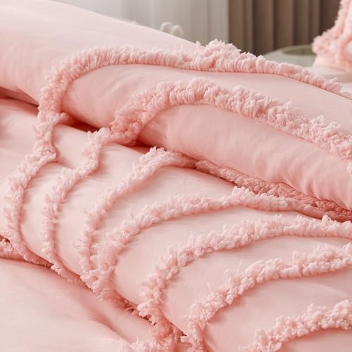 ENJOHOS Pink Twin/Twin XL Comforter Bedding Set for College Girls - Tufted Extra Long Twin Comforter with Rainbow Design, Cute Dorm Bedding for All Season, Lightweight Fluffy Bed Set - color: Pink Comforter, size: Twin/Twin XL