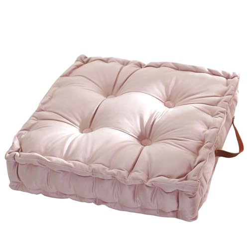 vctops Square Solid Color Velvet Seat Cushion with Handle Tufted Thicken Chair Pad Tatami Floor Pillow Cushion 16.5"x16.5"x4" Pink - color: Pink